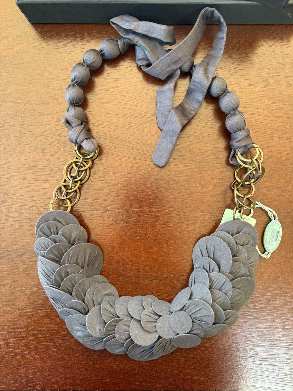 Boss Grey Petal-Detail Necklace with Gold-Tone Chain